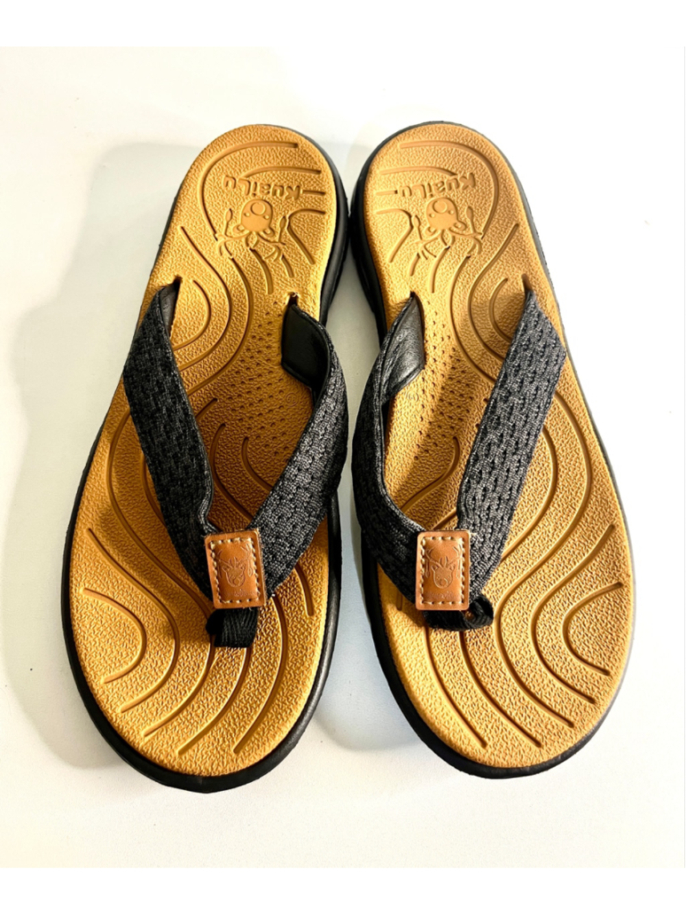 KuaiLu women's casual black flip-flop sandals size 39/8.5
